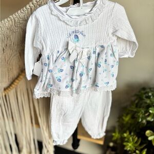 Vintage WhiteFloral Two-Piece Outfit